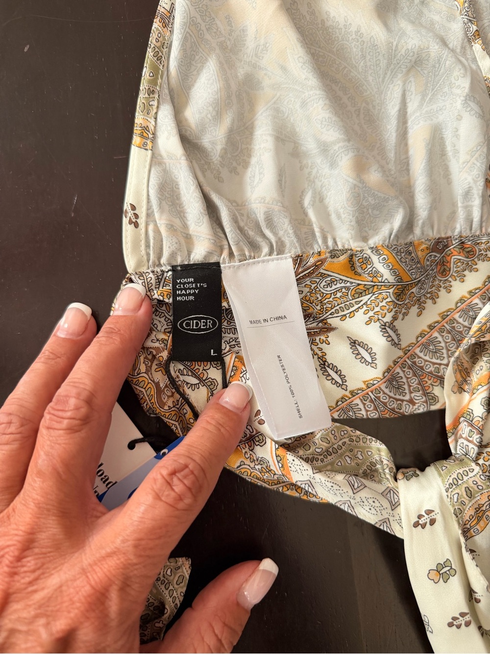 Cider Yellow and Cream Paisley Halter Crop Top - Picture 4 of 4